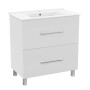 NEMO NEW комплект мебели 80см белый: тумба напольная, 2 ящика + умывальник накладной арт 13-01-080B
