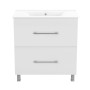 NEMO NEW комплект мебели 80см белый: тумба напольная, 2 ящика + умывальник накладной арт 13-01-080B