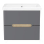 SOLO комплект мебели 60см antracita: тумба подвесная, 2 ящика + умывальник накладной арт 13-16-016