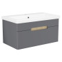 SOLO комплект мебели 80см antracita: тумба подвесная, 1 ящик + умывальник накладной арт 13-16-018