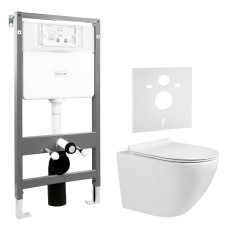 Набор инсталляционный: AMADEUS M Rimless унитаз подвесной, сиденье Slim slow-closing, VOLLE MASTER EVO инсталляция для унитаза 3в1, без клавиши