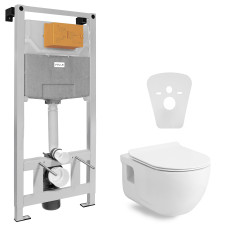 Набор инсталляционный: ALTEA Rimless унитаз подвесной, сиденье Slim slow-closing, VOLLE MASTER NEO инсталляция для унитаза 3в1, без клавиши