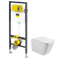 Набор инсталляционный: LIBRA S Rimless унитаз подвесной, сиденье Slim slow-closing, 771973 PREVISTA DRY инсталляция для унитаза, без клавиши