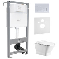 Набор инсталляционный: LEON Rimless унитаз подвесной, сиденье Slim slow-closing, VOLLE MASTER EVO инсталляция 3в1, клавиша хром CUADRA