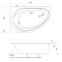 SUPERO ванна 145*85см, ассиметричная, левая, с ножками SN14