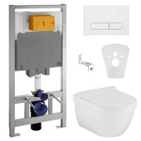 Набор инсталляционный: SOLAR Rimless унитаз подвесной, сиденье Slim slow-closing, VOLLE MASTER инсталляция для унитаза 4в1, клавиша белая