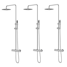 SET1+1=3 CENTRUM система душевая  (смеситель-термостат для душа, верхний и ручной душ 1режим, шланг), арт. T-15410