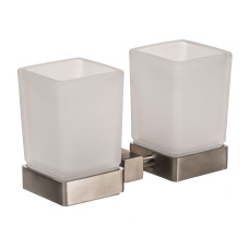 Стакан SQ9428 - Квадро подвійний Скляний Мат. НЕРЖ-SUS304-(Globus Lux)