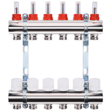 Колектор з вимірювачем витрат, регуляторами та кріпленням ECO 001A 1