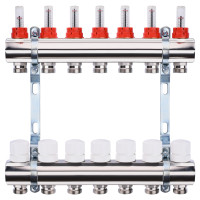 Колектор з вимірювачем витрат, регуляторами та кріпленням ECO 001A 1