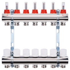 Колектор з вимірювачем витрат, регуляторами та кріпленням ECO 001A 1