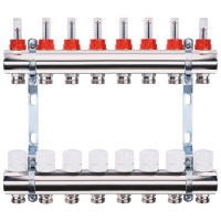 Колектор з вимірювачем витрат, регуляторами та кріпленням ECO 001A 1