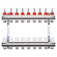 Колектор з вимірювачем витрат, регуляторами та кріпленням ECO 001A 1