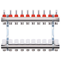 Колектор з вимірювачем витрат, регуляторами та кріпленням ECO001A 1