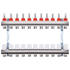Колектор з вимірювачем витрат, регуляторами та кріпленням ECO001A 1