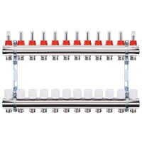 Колектор з вимірювачем витрат, регуляторами та кріпленням ECO001A 1