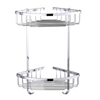 Поличка в душову TOPAZ 4124-пряма Подвійна з гачками латунь (125*125*400мм)