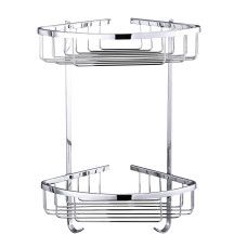 Поличка в душову TOPAZ 4124-пряма Подвійна з гачками латунь (125*125*400мм)