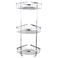 Поличка в душову TOPAZ 4134-пряма Потрійна з гачками латунь (125*125*650мм)