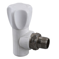 Вентиль радіаторний кутовий Kalde PPR  ф20x1/2 (білий)  22001