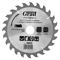Диск пильний по дереву з твердосплавними напайками Ø200х3230;25.4х24Т, 7000об/хв Grad 1958225