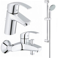 Набор смесителей для умывальника, ванны и душевая стойка S-Size Grohe Eurosmart 123238S