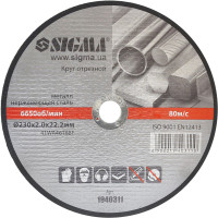 Круг відрізний по металу і нержавіючій сталі Ø230x2.0x22.2мм, 6650 об/хв Sigma 1940311