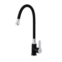F4042 Змішувач для кухні гнучкий гусак U гайка чорний/хром Ø35 FRAP 1/10