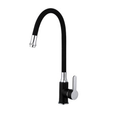 F4042 Змішувач для кухні гнучкий гусак U гайка чорний/хром Ø35 FRAP 1/10