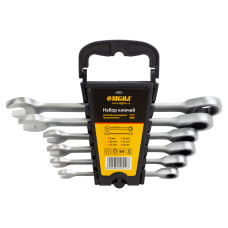 Набір ключів рожково-накидних трещоточних 6шт 8, 10, 12, 13, 17, 19мм CrV satine Sigma 6010511