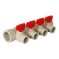 Колектор 32 х 20 х 4 виходи червоний Tebo сірий 2/14