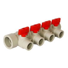 Колектор 32 х 20 х 4 виходи червоний Tebo сірий 2/14