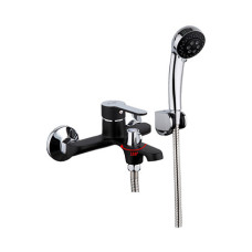 F3242 (H42) Змішувач для ванни однорич. корот. литий латунь Ø35 карт.перемик. чорний/хром Frap 1/10