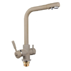 F4352-20 (H52) Змішувач для кухні однорич. Г-под.гусак під фільтр латунь гайка Ø35 беж Frap 1/10