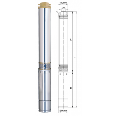 Ø 96 Насос глубинный центробежный  1,5кВт Н130(82)м - Q100(70)л/мин Aquatica 777134