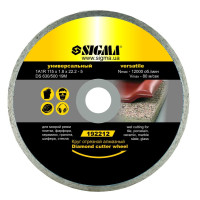 Круг відрізний алмазний універсальний Ø180х2.2х22.2мм, 8000 об/хв Sigma 1922151