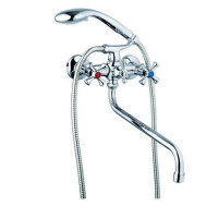 Змішувач для ванної буксовий кульовий перем. довгий фігурний гусак WEZER D3Q7-A827 1/10