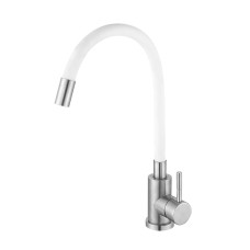 Змішувач для кухні силіконовий білий гусак НЕРЖ. Ø35 WEZER EKO4X-01W 1/10