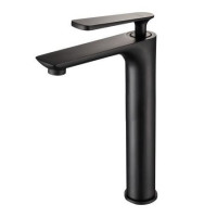 F1052-57(H52) Змішувач для умивальника високий литий гусак лат. корпус гайка Ø35 чорний FRAP 1/10