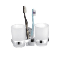 Склянка подвійна скло з тримачем для зубних щіток Frap F1908 1/40