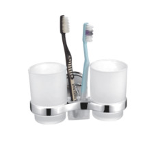 Склянка подвійна скло з тримачем для зубних щіток Frap F1908 1/40