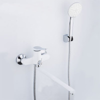 F2245 Змішувач для ванни довгий гусак білий/хром Ø35 FRAP 1/10