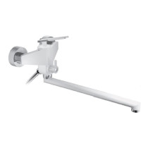 F2258 (H58) Смеситель для ванны длинный плоский гусак лат. корпус Ø35 белый/хром FRAP 1/8