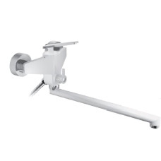 F2258(H58) Змішувач для ванни довгий плаский гусак лат. корпус Ø35 білий/хром FRAP 1/8