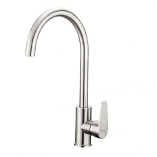 F4048 (H48) Змішувач для кухні однорич. гусак вухо корпус з нерж.сталі гайка Ø35 Frap 1/10