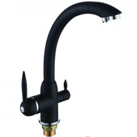 F4399-7 Змішувач для кухні однорич. під фільтр вухо латунь гайка Ø35 чорний Frap 1/10