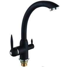 F4399-7 Змішувач для кухні однорич. під фільтр вухо латунь гайка Ø35 чорний Frap 1/10