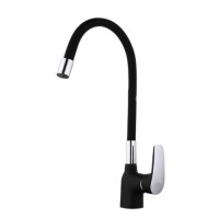 F4453-04 Змішувач для кухні гнучкий гусак U гайка чорний/хром Ø40 FRAP 1/10