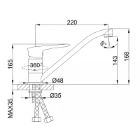 F4549 Змішувач для кухні короткий гусак шпилька білий/хром Ø35 FRAP 1/10