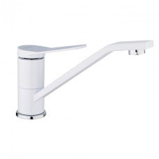 F4945 Змішувач для кухні довгий гусак гайка білий/хром Ø35 FRAP 1/10